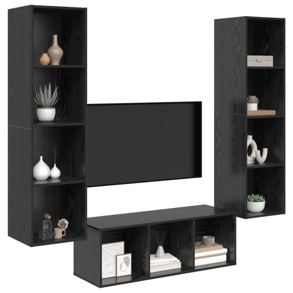 Juego de muebles de TV 3 pcs Roble negro 37 x 37 x 142.5 cm M 3