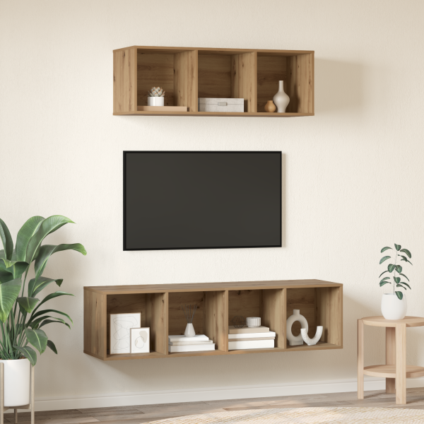 Juego de muebles de TV 2 pcs Roble artisan 37 x 37 x 142.5 cm M 4