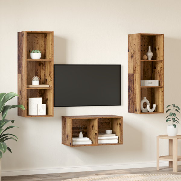 Juego de muebles de TV Madera vieja 37 x 37 x 107 cm M 4