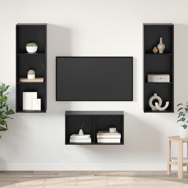 Juego de muebles de TV con estante Roble negro 37 x 37 x 107 cm D