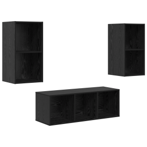 Juego de muebles de TV 3 pcs Roble negro 37 x 37 x 107 cm H