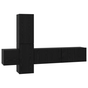 Conjunto de mueble de TV 5 pcs Roble negro Madera contrachapada H