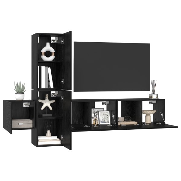 Conjunto de mueble de TV 5 pcs Roble negro Madera contrachapada M 3