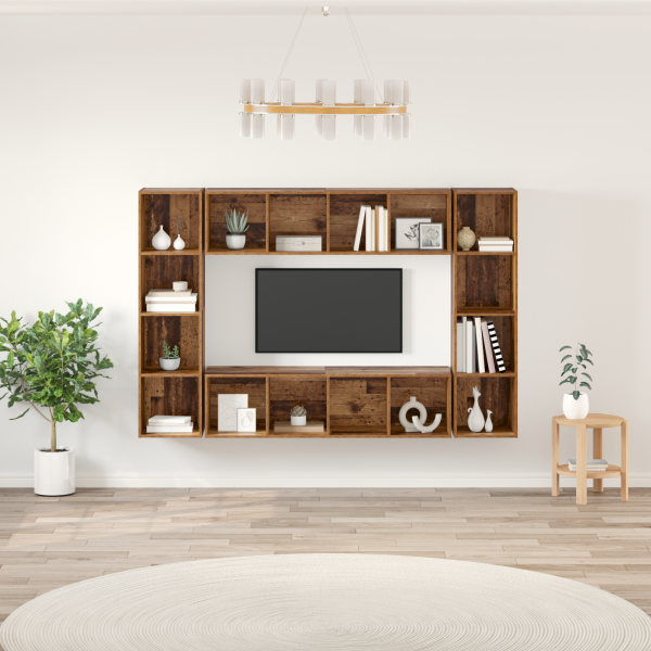 Conjunto de mueble de TV 4 pcs Marrón 37 x 37 x 142.5 cm D