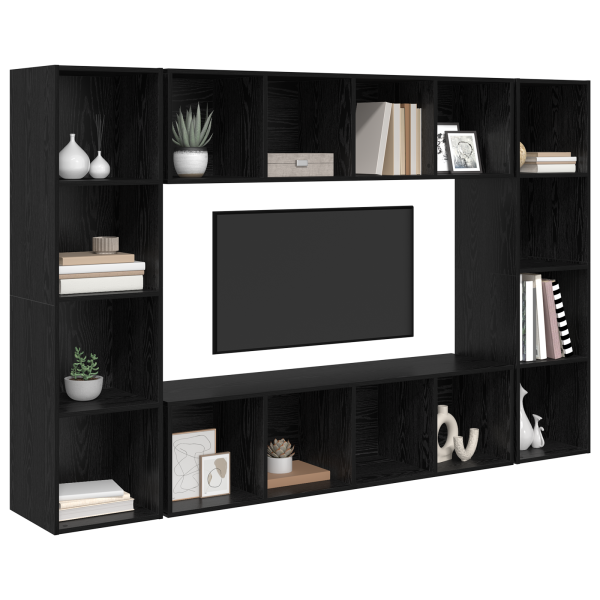 Conjunto de mueble de TV 4 pcs Negro 37 x 37 x 142.5 cm M 3