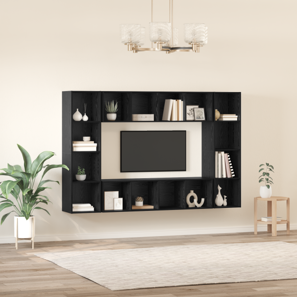 Conjunto de mueble de TV 4 pcs Negro 37 x 37 x 142.5 cm M 4