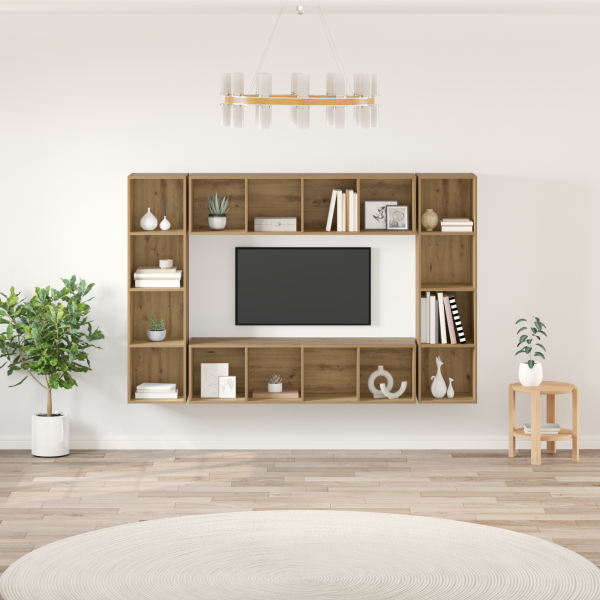 Conjunto de mueble de TV 4 pcs Marrón 37 x 37 x 142.5 cm D