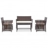 Set muebles de jardín 4 piezas y cojines ratán sintético marrón 2