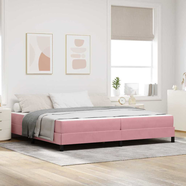 Cama box spring con colchón Rosa 200 x 200 cm Terciopelo D