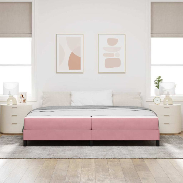 Cama box spring con colchón Rosa 200 x 200 cm Terciopelo M 5