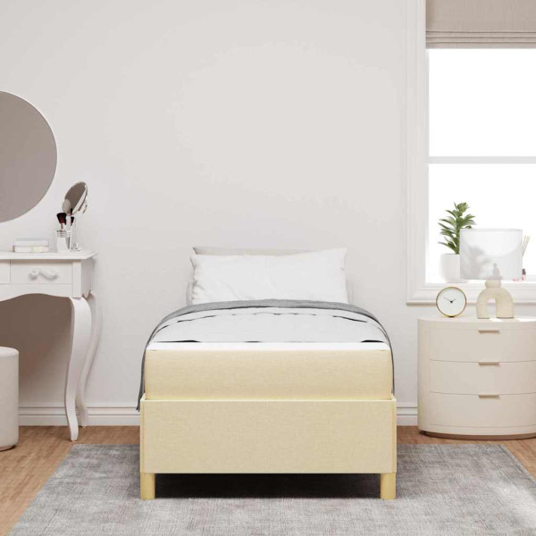 Cama tipo Box Spring Otro Blanco y Crema 90 x 190 cm tela M 5