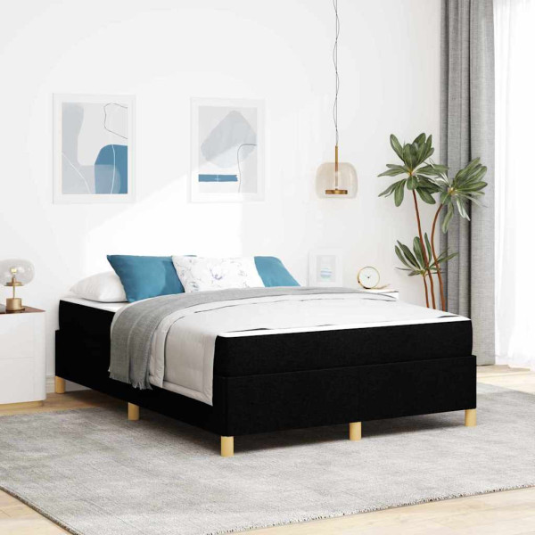 Cama tipo Box Spring Negro y Blanco y Negro 160 x 200 cm tela D
