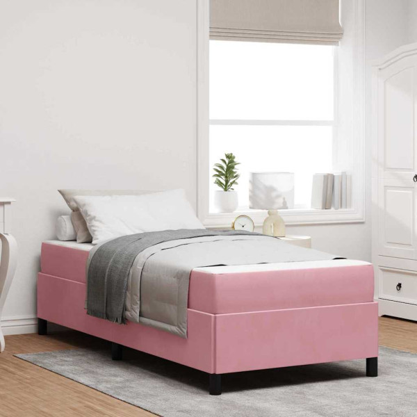 Estructura de cama Otro Rosa y blanco 100 x 200 cm Terciopelo D