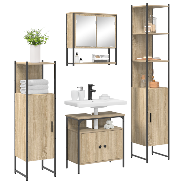 Conjunto de Móveis para Banheiro 4 pcs Carvalho sonoma M 3