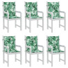 Almofadas de cadeira 6 pcs Padrão de folhas 100 x 50 x 3 cm 3