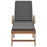 Tumbona con cojín madera maciza de teca gris oscuro 2