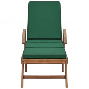 Tumbona con cojín madera maciza de teca verde H