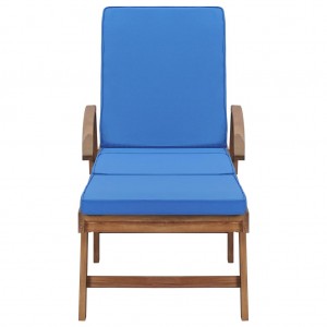 Tumbona con cojín madera maciza de teca azul H