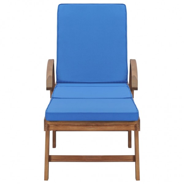 Tumbona con cojín madera maciza de teca azul M 2