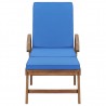 Tumbona con cojín madera maciza de teca azul 2