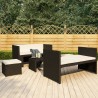 5 pcs conjunto lounge de jardim c/ almofadões vime PE preto 1