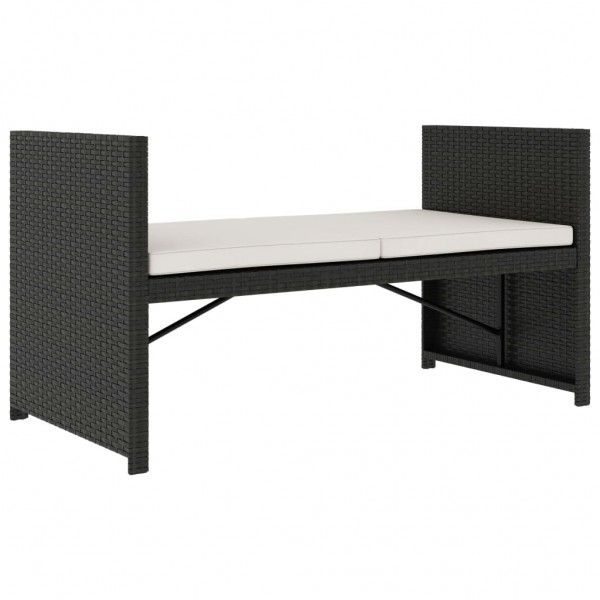 Set muebles de jardín 5 piezas y cojines ratán sintético negro M 5