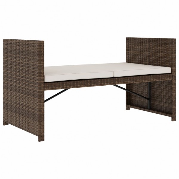 Set muebles de jardín 5 piezas y cojines ratán sintético marrón M 5