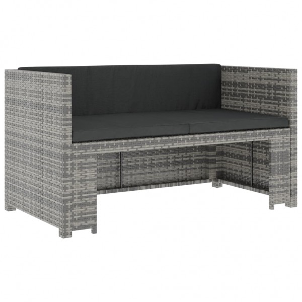 Set de muebles de jardín 5 pzas y cojines ratán sintético gris M 3