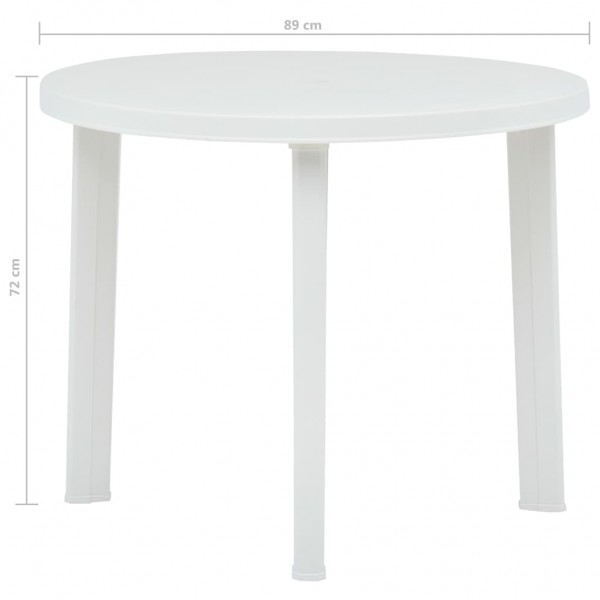 Mesa de jardín de plástico blanco 89 cm M 5