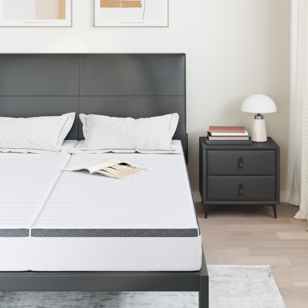 Colchões 2 pcs Branco. Cinza 80 x 200 cm Tecido Tricotado M 3