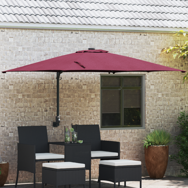 Parasol de jardín Rojo burdeos 248.5 x 247.5 x 160 cm tela D