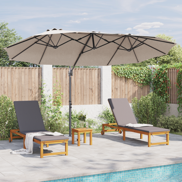Parasol de jardín tipo cantilever Taupé 372 x 198 x 253 cm M 4