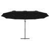 Parasol de jardín tipo cantilever con cerradura Negro Grande 5