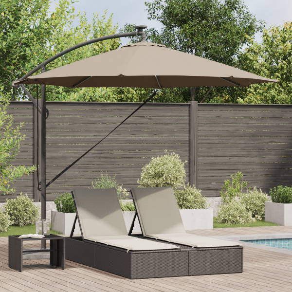 Parasol de cantilever tipo plátano Taupé 294 x 294 x 248 cm D