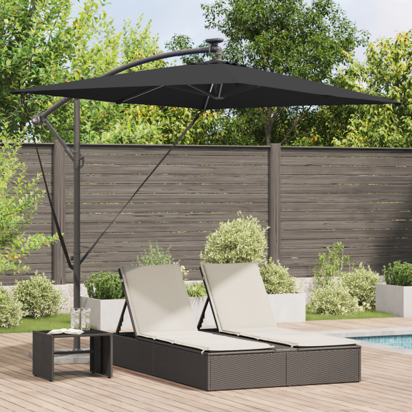 Parasol de cantilever tipo plátano Negro 294 x 200 x 254 cm D