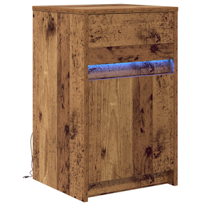 Armario de Noche LED con cajón Madera vieja 38 x 34 x 61 cm H