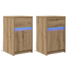 Armario de Noche LED 2 pcs Roble artisan 38 x 34 x 61 cm 2