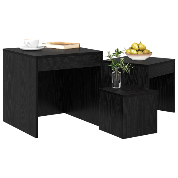 Mesas de centro 3 pcs Carvalho preto 45 x 45 x 45 cm M 3