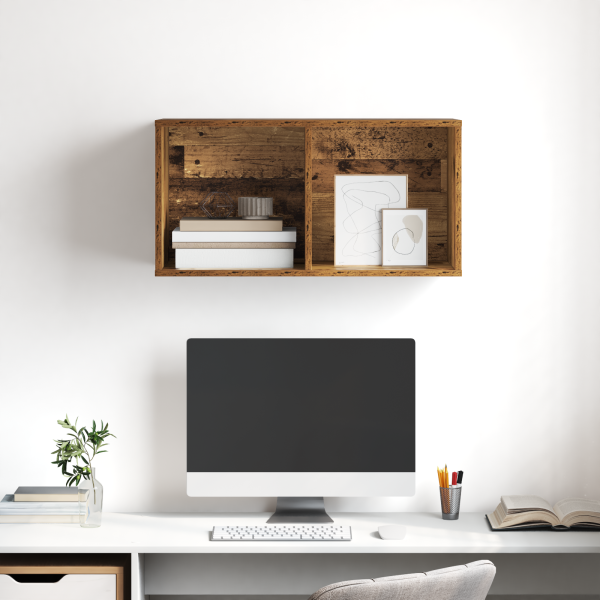 Gabinete de TV con estante Montaje en la pared con almacenamiento Madera vieja 37 x 37 x 72 cm M 5