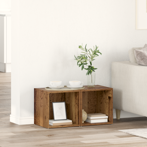 Gabinete de TV con almacenamiento 2 pcs Marrón 37 x 35 x 37 cm D