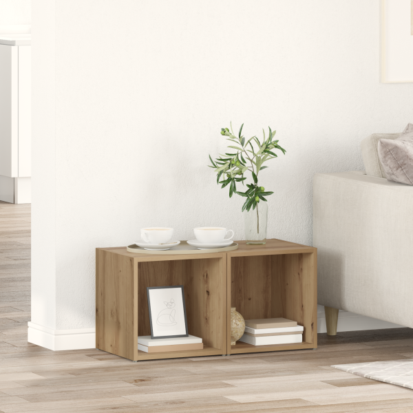 Gabinete de TV con almacenamiento 2 pcs Marrón 37 x 35 x 37 cm D