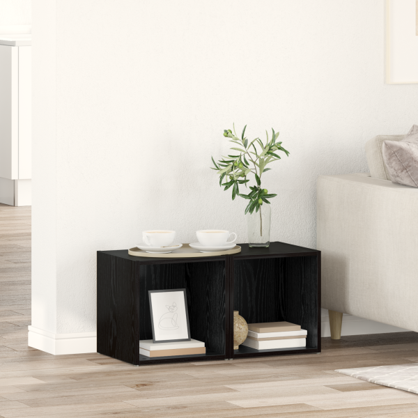 Gabinete de TV 2 pcs Negro 37 x 35 x 37 cm Madera contrachapada D