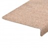Alfombrilla de escaleras 15 uds tela punzonada marrón 65x21x4cm 5