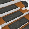 Alfombrilla escalera 15 uds tela punzonada gris 65x21x4 cm 1
