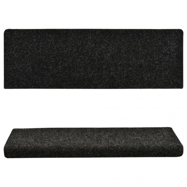 Tapetes de escada autoadesivos 15 peças 65x21x4 cm pretos com borda retangular M 4