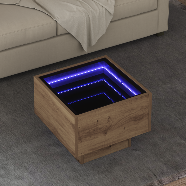 Mesa lateral Roble artisan 40 x 40 x 30 cm Madera contrachapada D