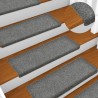 Alfombrilla escalera 15 uds tela punzonada gris claro 65x21x4cm 1