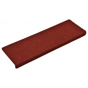 Alfombrilla de escaleras 15 uds tela punzonada rojo 65x21x4 cm H