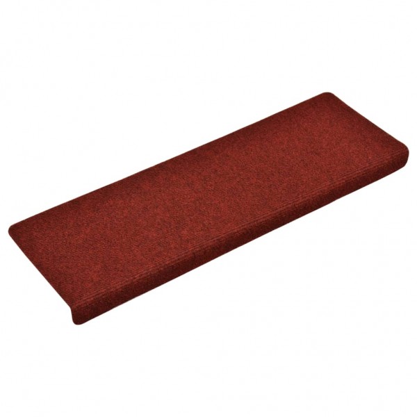 Tapetes de escada autoadesivos 15 peças 65x21x4 cm vermelho bordô com borda retangular M 2