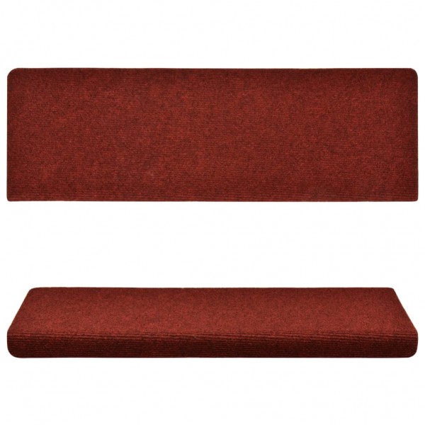 Tapetes de escada autoadesivos 15 peças 65x21x4 cm vermelho bordô com borda retangular M 4